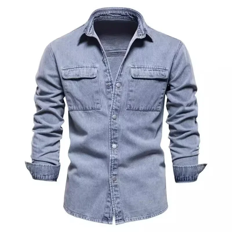Denim Long Sleeved Shirt Men's for Spring Autumn