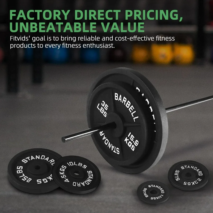 Cast Iron 1-Inch Standard Weight Plate for Strength Training & Weightlifting, Home Gym,25 Pounds X 2