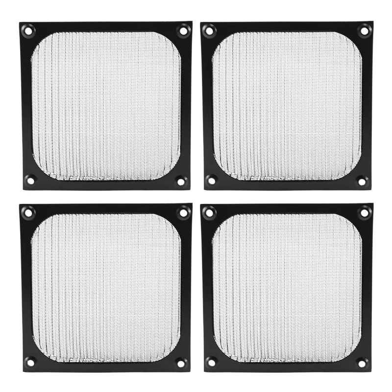 4Pack 120Mm Computer Fan Filter Grills Stainless Steel Wire Mesh,Aluminum Alloy Ventilation Mesh Dust Filter Grill,Black