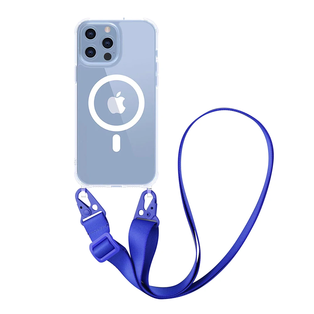 Luxury Crossbody Strap Cord Phone Case with Shockproof Clear Cover