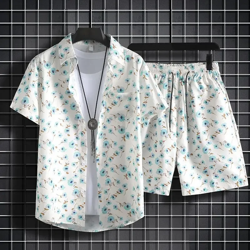 thumbnail image 1 of Conjunto de pantalones cortos lisos para hombre, trajes deportivos, camisetas gráficas, conjuntos de camisetas cortas para hombre, estampado de dos piezas, estilo coreano 2024, trajes para exteriores, 1 of 5