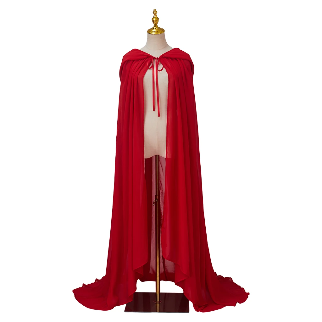 

Medieval Wizard Hooded Red Long Robe Renaissance Retro Steampunk Hooded Cloak Halloween Party Fancy Cape
