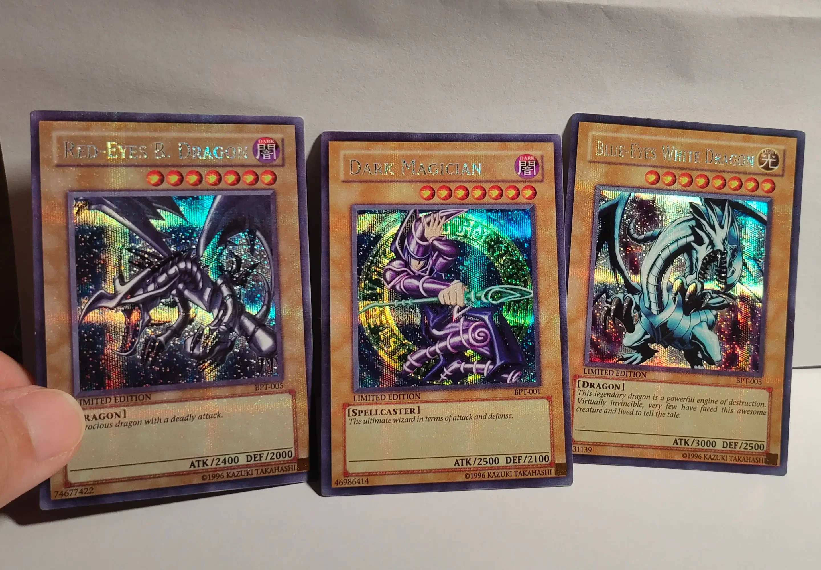 Yu-Gi-Oh Secret Rare BPT-001/Blue-Eyes White Dragon Red-Eyes Black Dragon DarkMagician Gift Collectible Card Toys (Not Original)