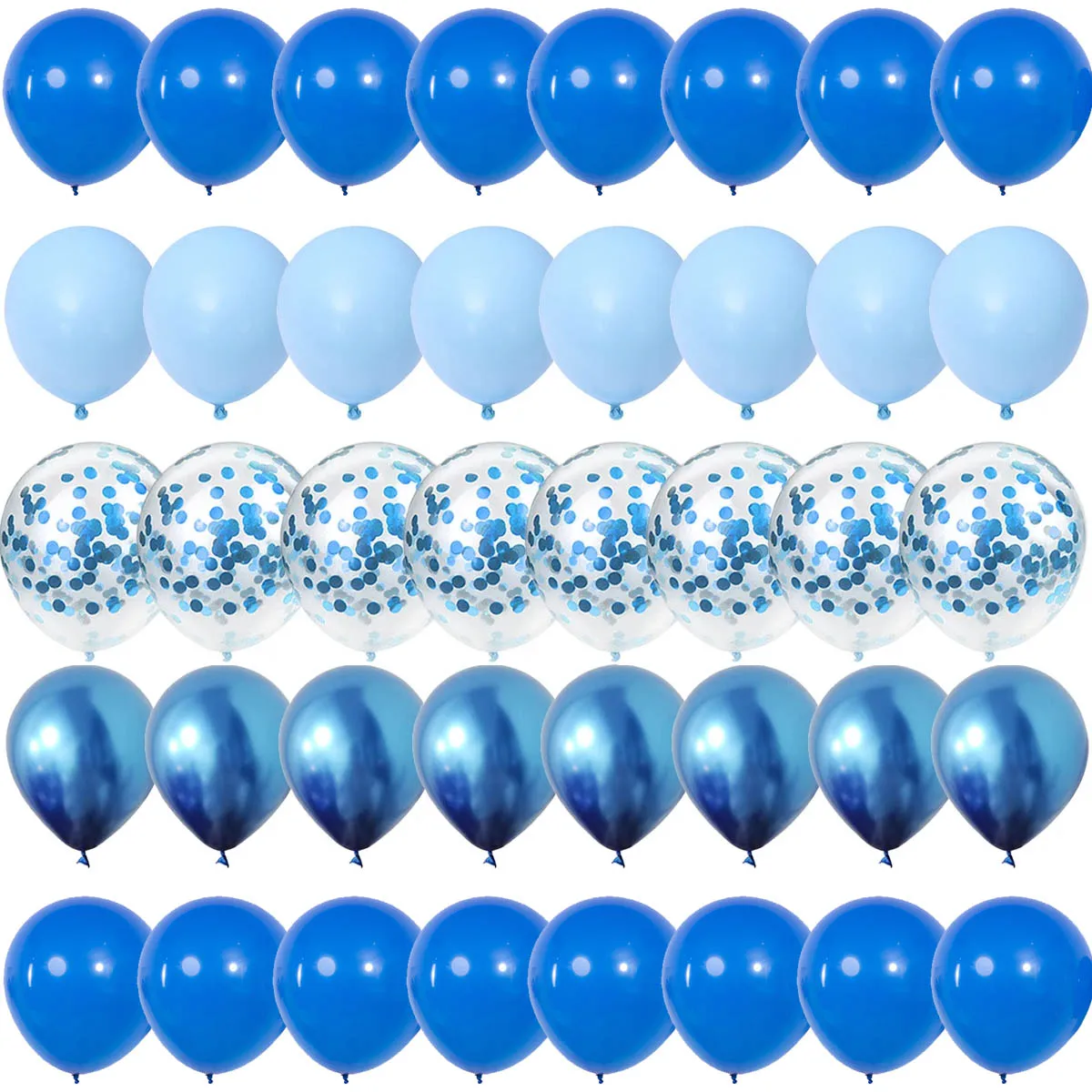 40 個ブルーセットバルーンメタルラテックス紙吹雪バルーン結婚式バレンタインデーグロボスベビーシャワー誕生日パーティーの装飾