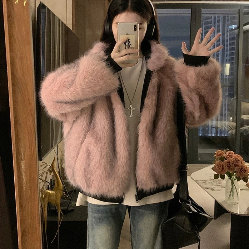 Double Sided Winter Coat Women Clothing Imitation Mink Fur Fur Hooded Cotton Jacket Female Warm Cotton-padded Clothes Outerwea