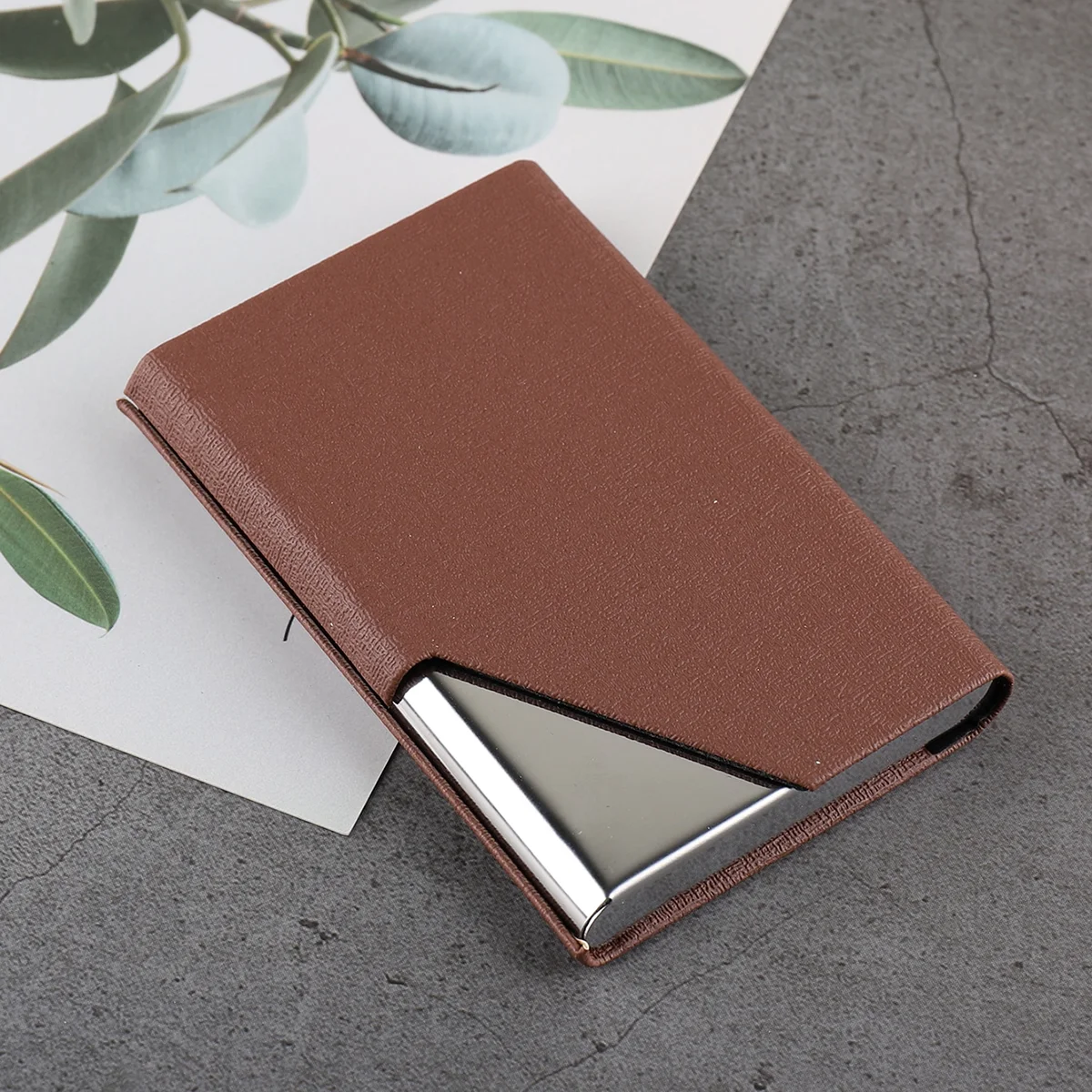 Luxury PU Leather Card Holder Wallet with Metal Finish