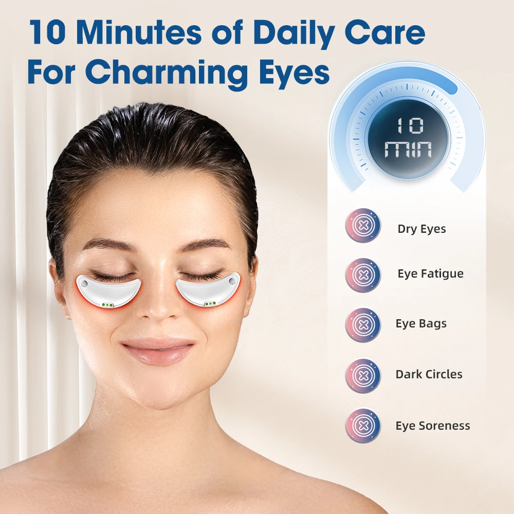 Micro-current Eye Massager Red Light Pulse Face Massage Face Eye Beauty Artifact Reduce Dark Circles and Eye Bags: 3 - 5 Days Free Delivery Only UK
