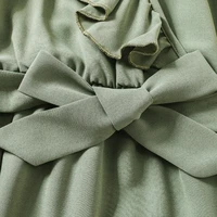 Robe d'été en dentelle pour enfants, sans manches, vert armée, douce et jolie robe de princesse 4
