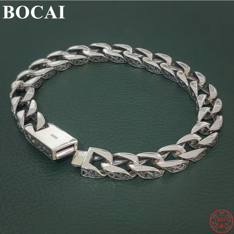 Pulsera Plata De Ley 925 TreasureBay Unisex | Diseño Torsión Abierta Ajustable | Talla Medium 17.5 Cm