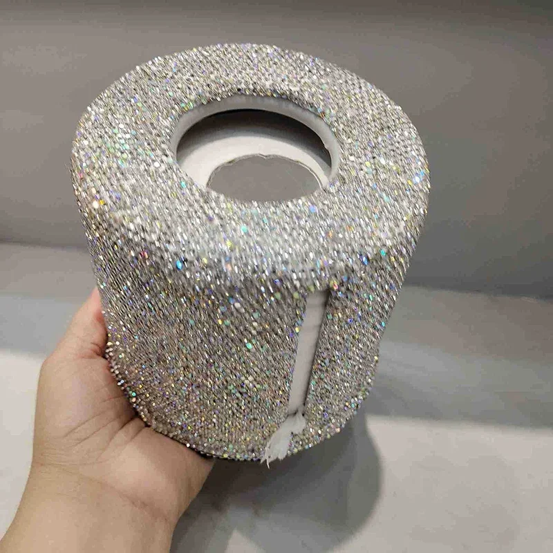 Sparkling Diamond Roller Tissue Box Circular Roll Paper Home Decor Living Room Bedroom Tissue Storage Box Bathroom Accessories 4
