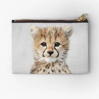 아기 치타 다채로운 지퍼 파우치 지갑, 화장품 양말 가방 포장, 순수한 작은 보관 키 포켓, 남성 속옷 돈 동전