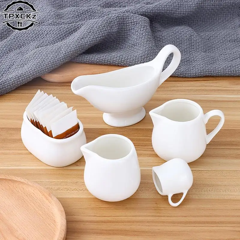 Sugar Creamer Milk Pots Pitcher Ceramics Seasoning Jar Creamer Container Cup Tableware White Kitchen Tools Milk Jug Coffeeware