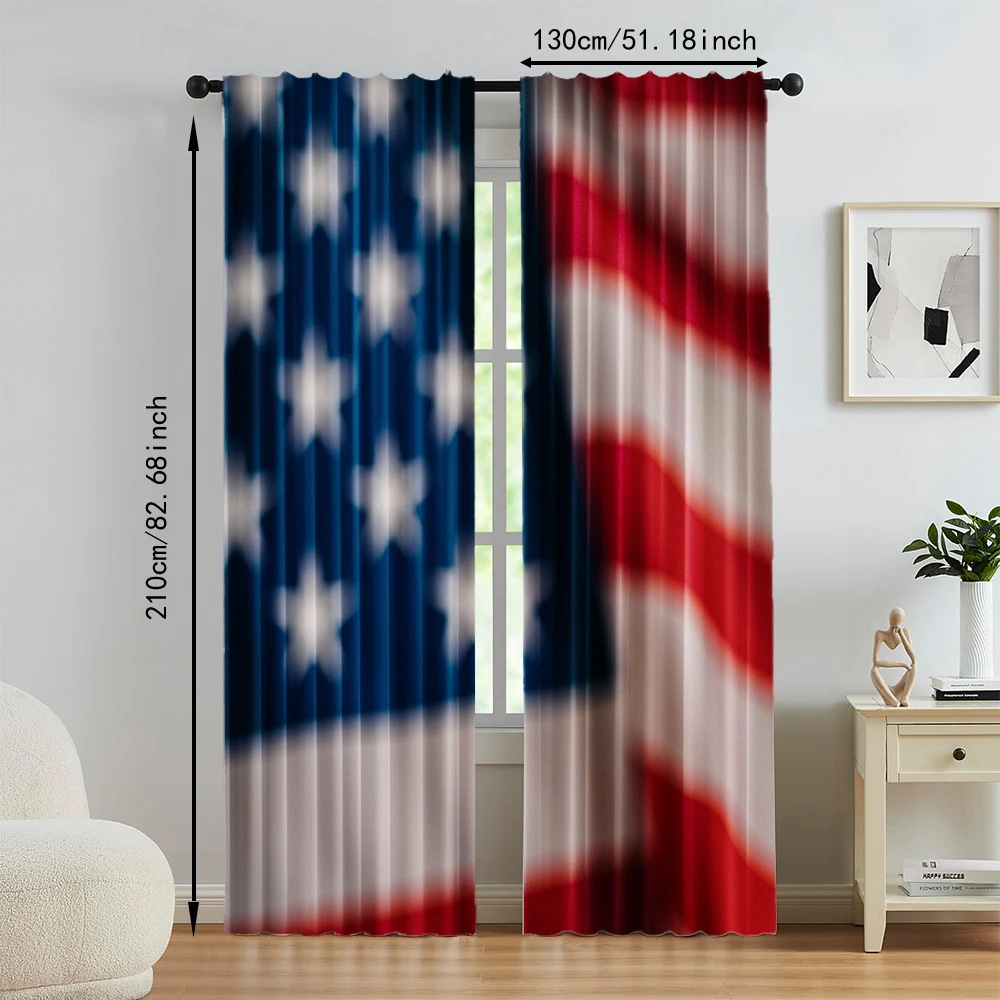 2pc, Party Curtains flag pattern Durable Polyester,Without Electricity Birthday Party Use for Indoor Celebrations, Room Decor 5
