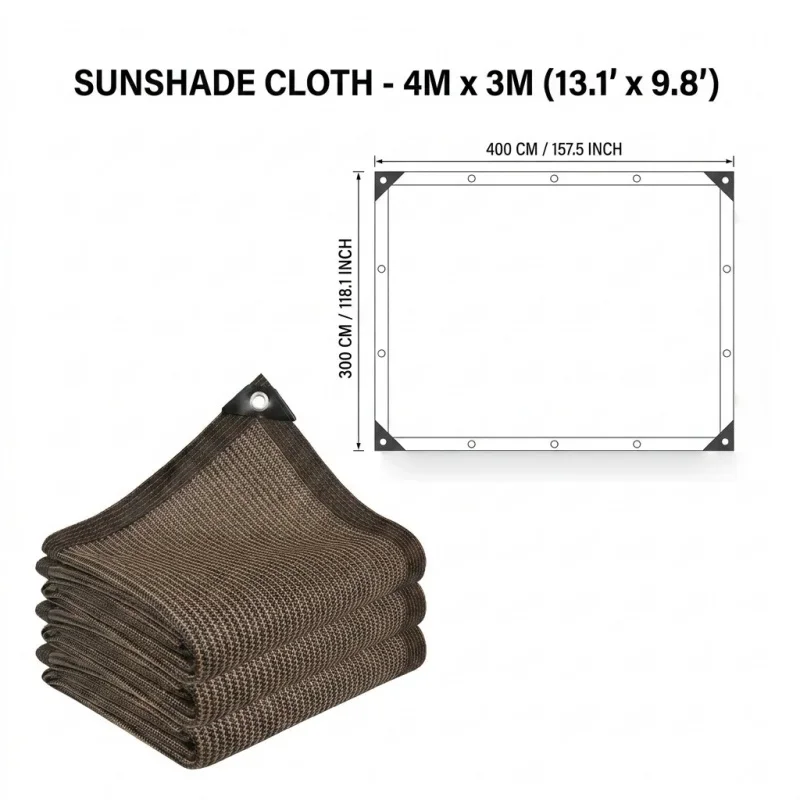 Large Brown UV Protection Shade Net - Heavy Duty Breathable Outdoor Canopy Cover