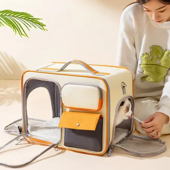 Sac à dos de transport multifonctionnel pour animaux de compagnie, sac de voyage portable, grande capacité, trois côtés respirants, sac à dos pour chat, optique et durable