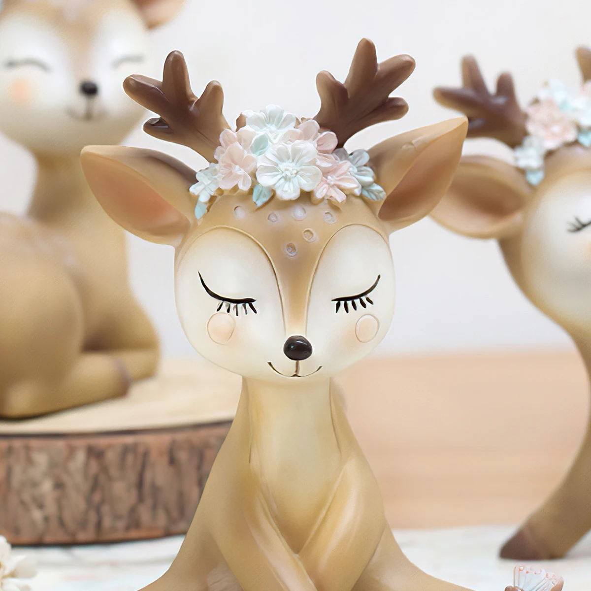 1PC, creative cartoon little sika deer decorative gift resin home desktop decorative item