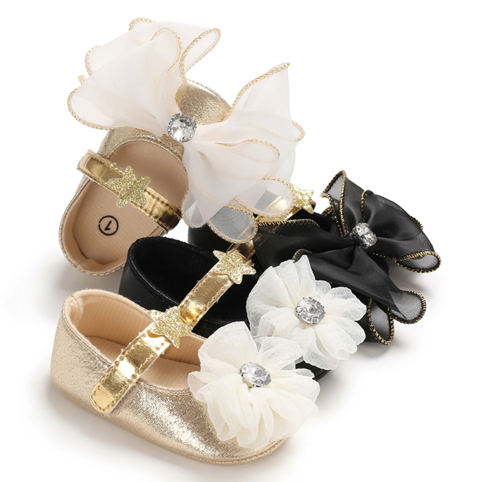 Princess Flower Baby Girl Dress Shoes Cute Infant Mary Jane Flats Non-Slip Rubber Soft Sole First Walkers Toddler Crib Shoes 4