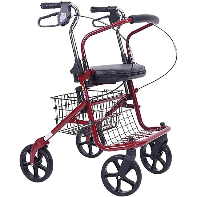 عربات التسوق المحمولة المسنين مع الفرامل ، يمكن تحميل 100 كجم ، طوي كبار  السن كرسي متحرك متحرك ووكر - AliExpress