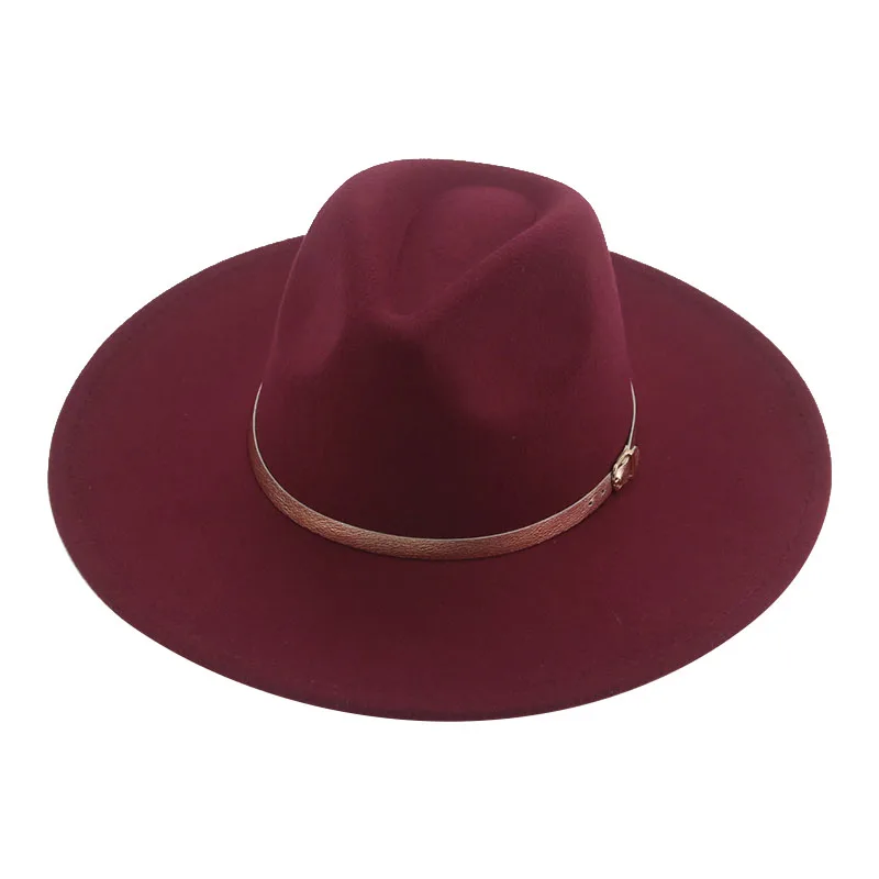 Fedoras Hat Hats for Women Panama Wide Brim 9.5cm Men Women Luxury Belt Band Formal Wedding Church Felted Hat Sombreros De Mujer wide brim fedora