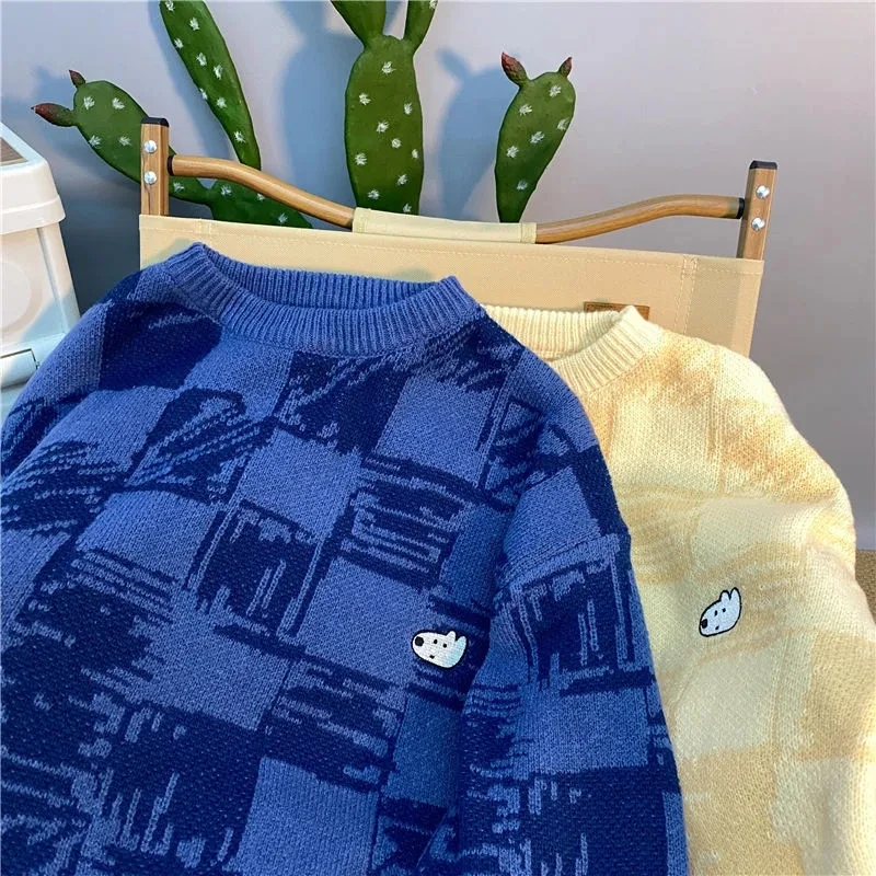 2024 New Spring And Autumn Couple Long Sleeved Sweater For Men's Loose Retro Lazy Banquet Travel High Quality Knitted Sweater