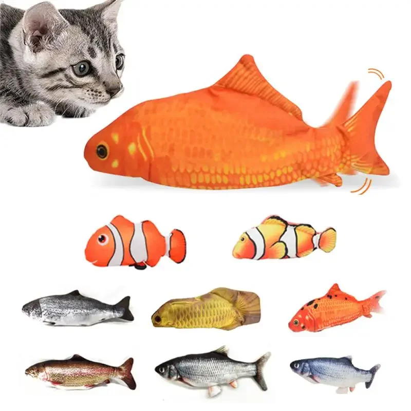 Cat USB Charger Toy Fish Interactive Electric Floppy Fish Cat Toy Realistic Pet Cats Chew Bite Toys Pet Supplies Cats Dog Toys