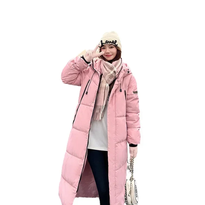 

Пуховые хлопковые парки для женщин, зимняя новинка, Корейская версия, Длинная женская утепленная куртка с хлопковой подкладкой и надписью
