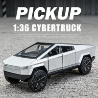 1:36 Tesla Cybertruck Alloy Car Model Diecasts Vehicles Toy Cars Sound Light Pickup Truck Kid Children Christmas Gift Boy Toy 2
