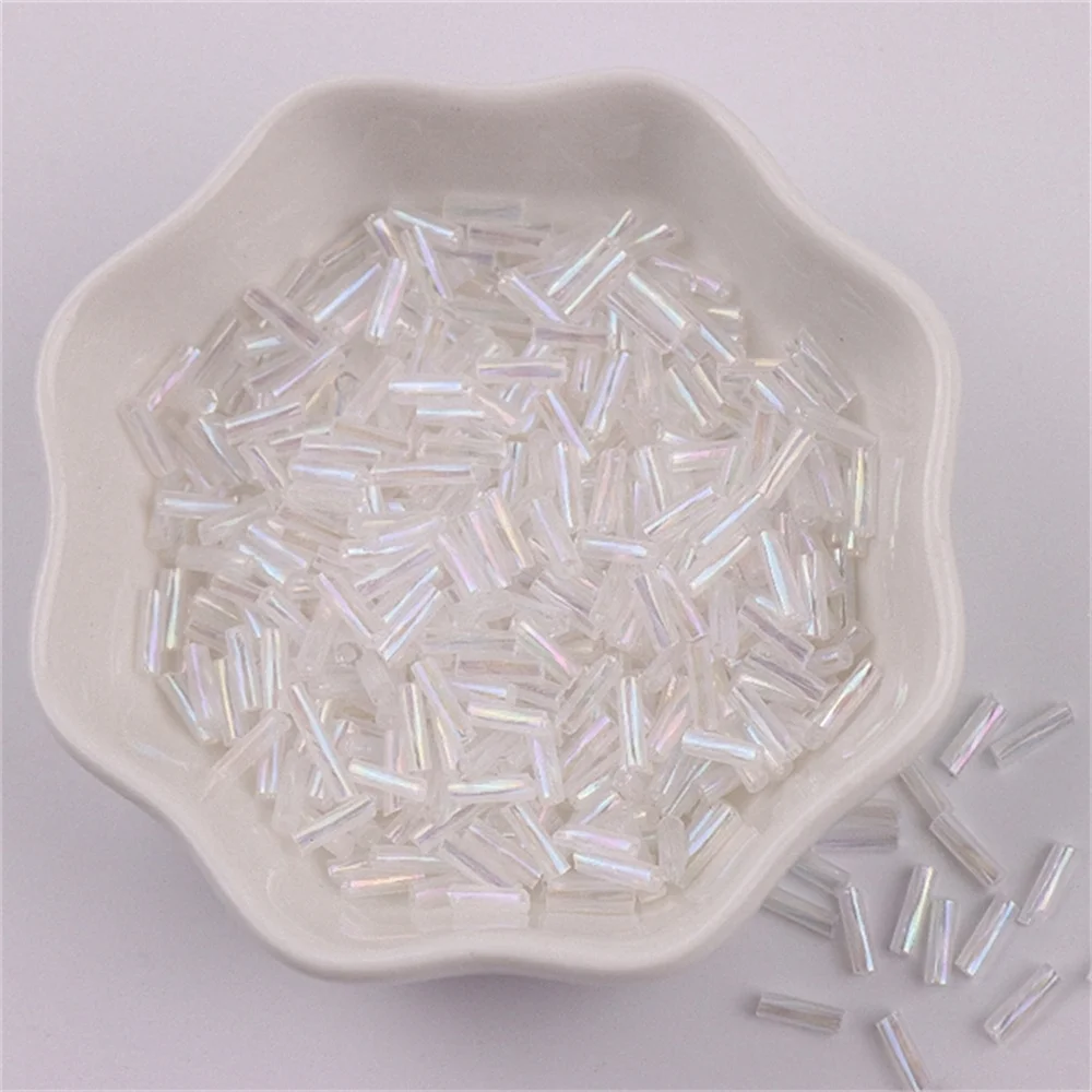 Vibrant Twisted Glass Bugle Beads for Jewelry and Garment Design (300 Pieces)