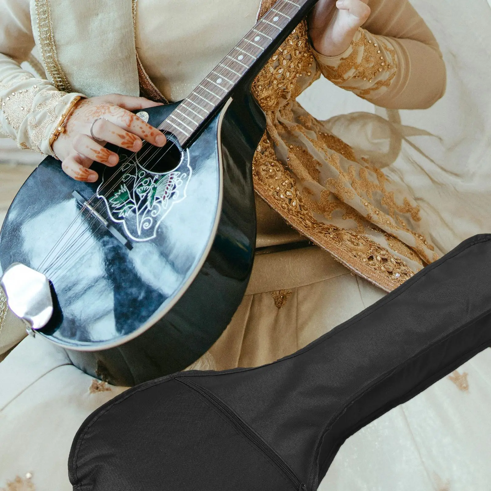 Mandolin Storage Bag Oxford Cloth Mandolin Storage Bag Carrying Backpack Shockproof Thicken Musical Instrument Case