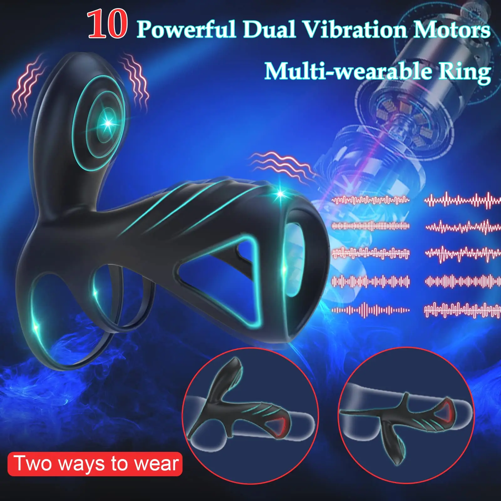 Vibration Ring, Ring Wearable Vibrator, Adult Male Couple Sex Toy, Men's Couple Happy Silicone Ring G-Spot Clitoral Vibrator St