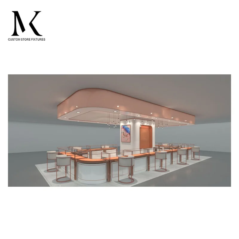 커스텀. Lishi 커스텀 우아한 쥬얼리 쇼케이스 디스플레이 캐비닛, 조명 스탠드