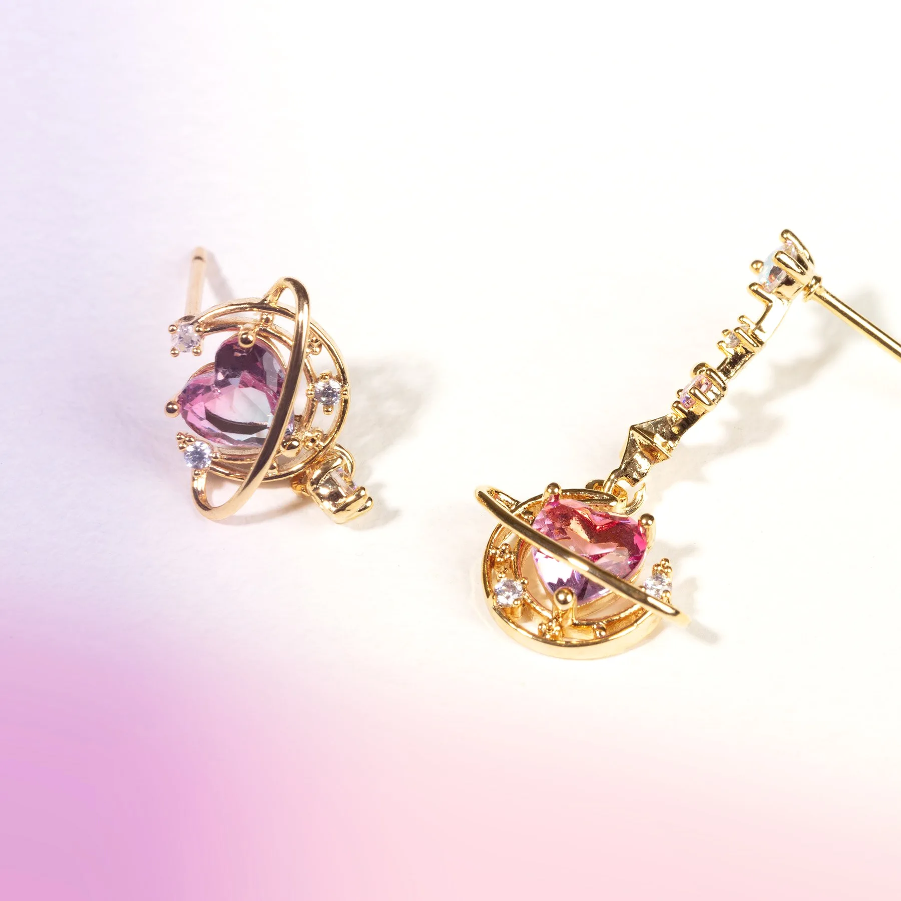 Kawaii Sparkling Heart Moon Earrings - Limited Edition