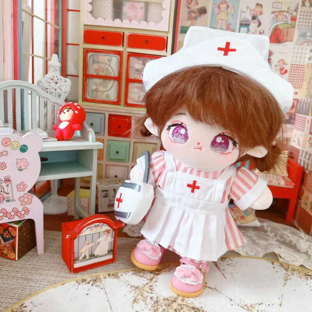 Nurse Dress Set 20CM Cotton Clothes Replacement Princess Shoes Stuffed Suit Outfit Mini Clothes Accessories