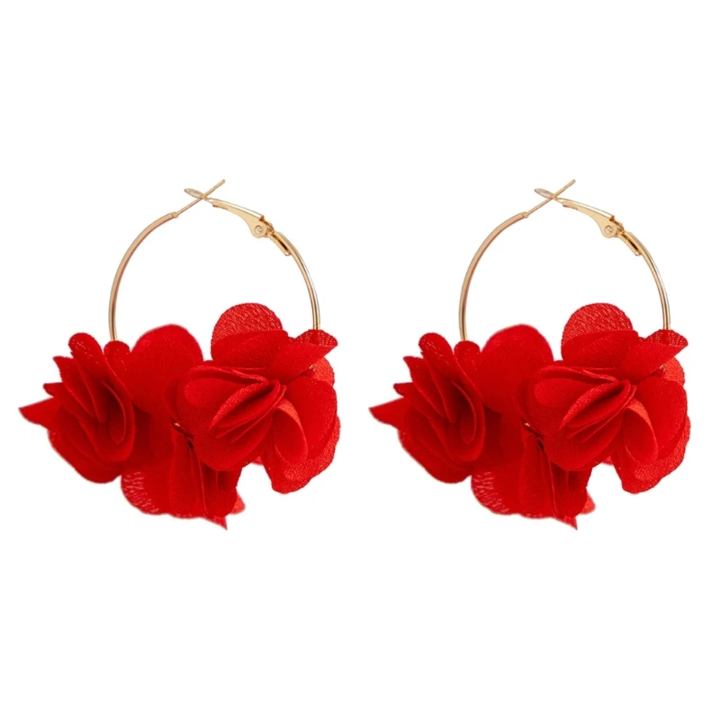 Flower Earrings Hanging Dangle Earrings Flower Dangle Drop Earrings Elegant Jewelry Accessories Rose Petal Flower Line for Girl