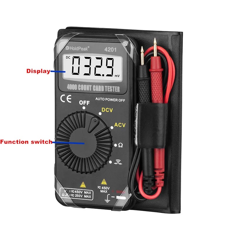 Holdpeak Pocket Digital Multimeter HP-4201 AC/DC Voltage Resistance Mini Auto-Ranging Multimetro  with Auto Power off
