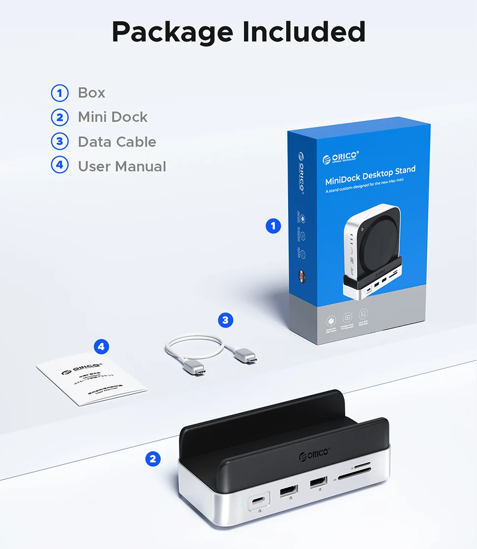 ORICO MiniDock Mac mini M4用 ドック 10-IN-1 ORICO 10 in 1 Mini Dock M.2 SSD Enclosure USB Port Hub 3.2