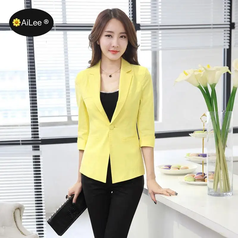 Business Formal Office Ladies Elegant Slim Blazer 3/4 Sleeve Loose Spring Autumn Suit Coat Jacket Women blazers Female Plus Size