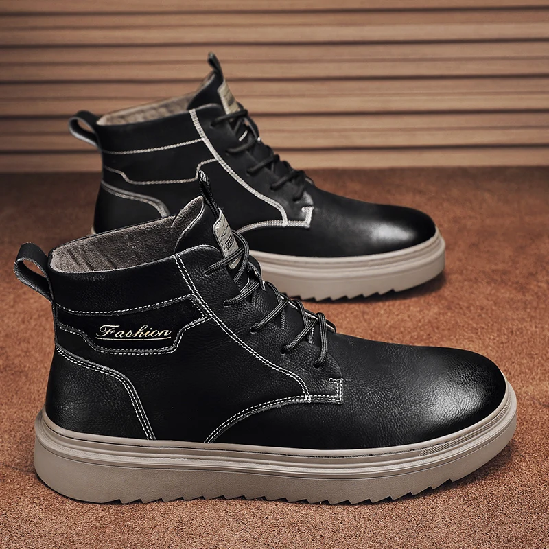 

Men's Chukka Boots Waterproof Leather Casual Lace Up Ankle Oxford Boots Daily Dress Shoes For Men
