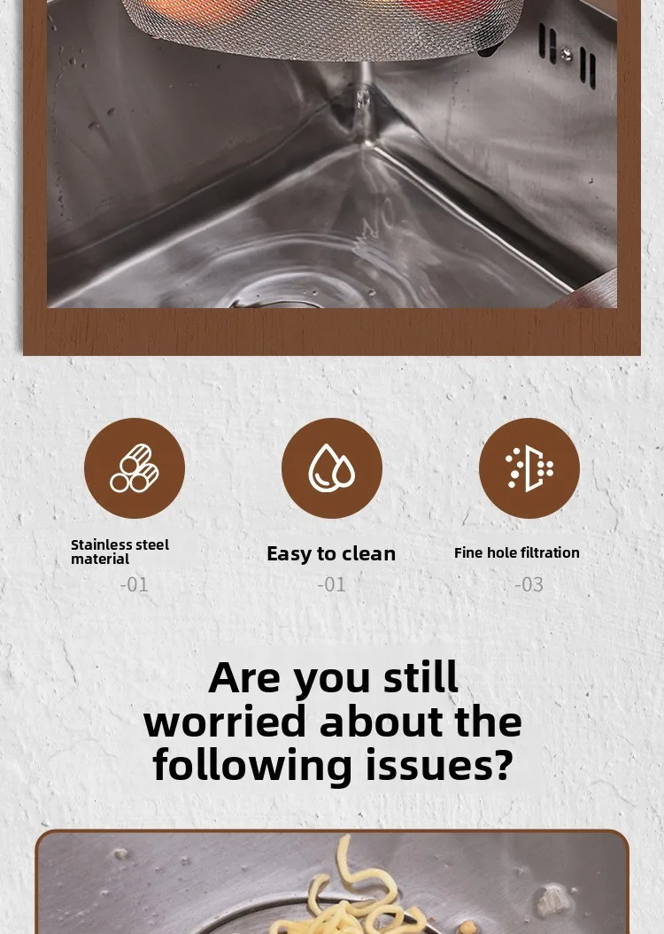 Stainless Steel Sink Storage Drain Basket, Dishwashing Sink Leftovers, Anti-Clogging Strainer Basket Sb0896085d1074913a7abd50ecfa6a68fl