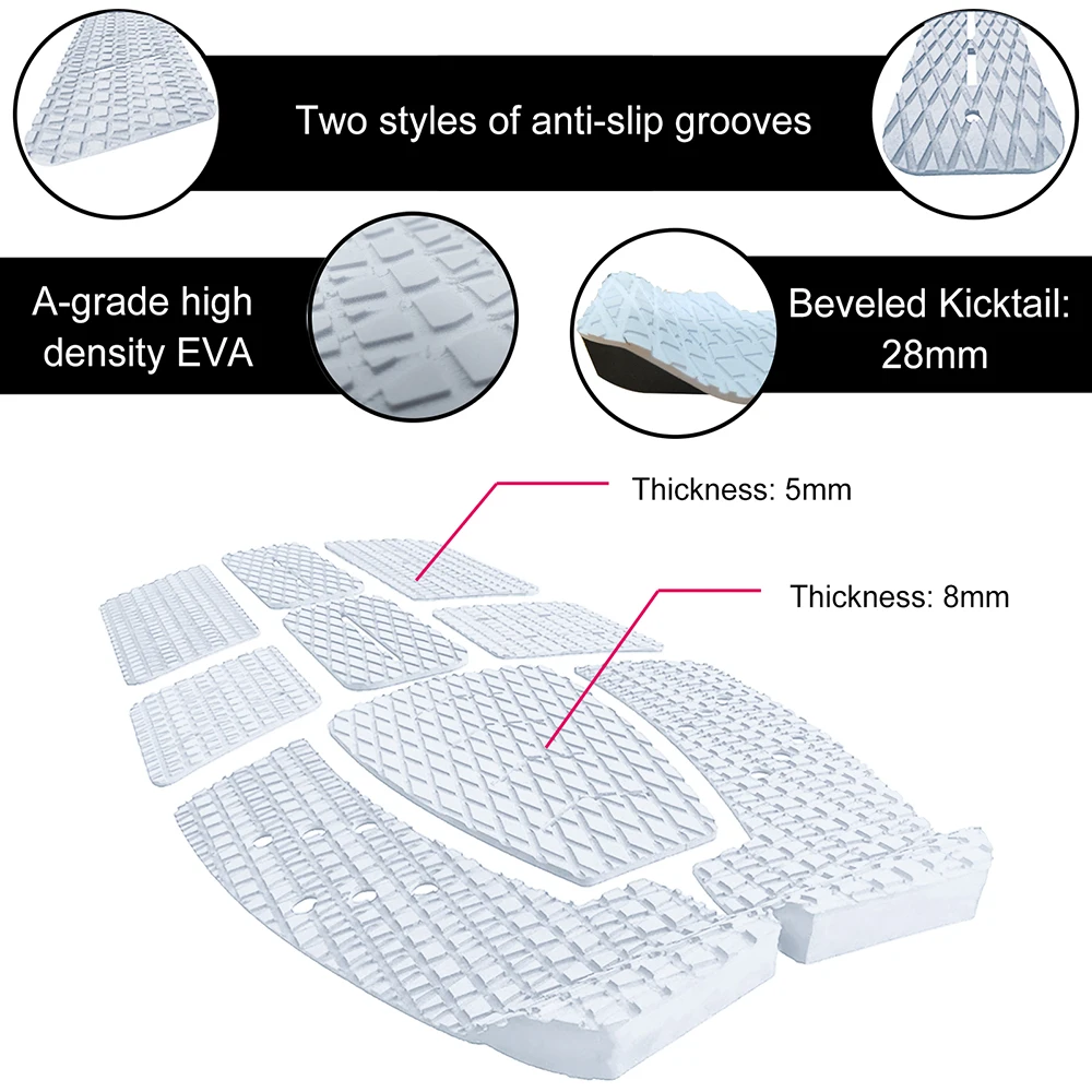 Surfboard Traction Pad EVA Foam with Grip Diamong Mats Longboard Paddle Board 3M Strong Glue Foot Pads Wakesurf Watersport