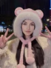 A Winter Cute Bear Ear Warm Hat Women Plush  Beanie Hat Girls Windproof  Cap 1