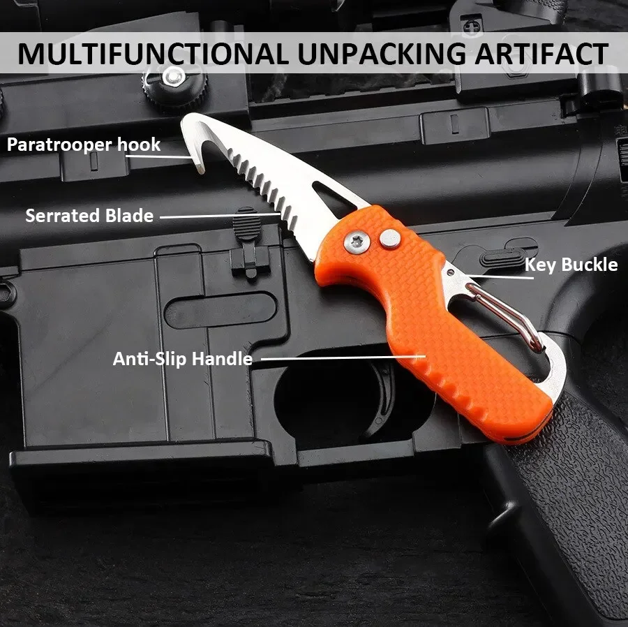 Folding Knife Portable Folding Knife Express Package Knife Gift Keychain Serrated Hook Outdoor Camping Carry-on Survival Tool Box Opener