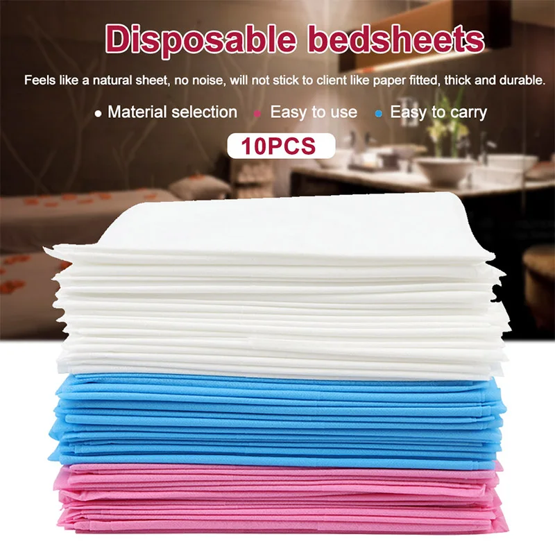 10-Pack Non-Woven Disposable Bed Sheets - Breathable and Soft for Spa, Travel, and Hotel Uses