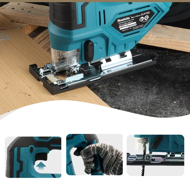 Makita DJV182Z 340W 18V 브러시리스 직소(톱날 포함) 배터리 없음 무선 배럴 핸들 휴대용 목수 전동 공구