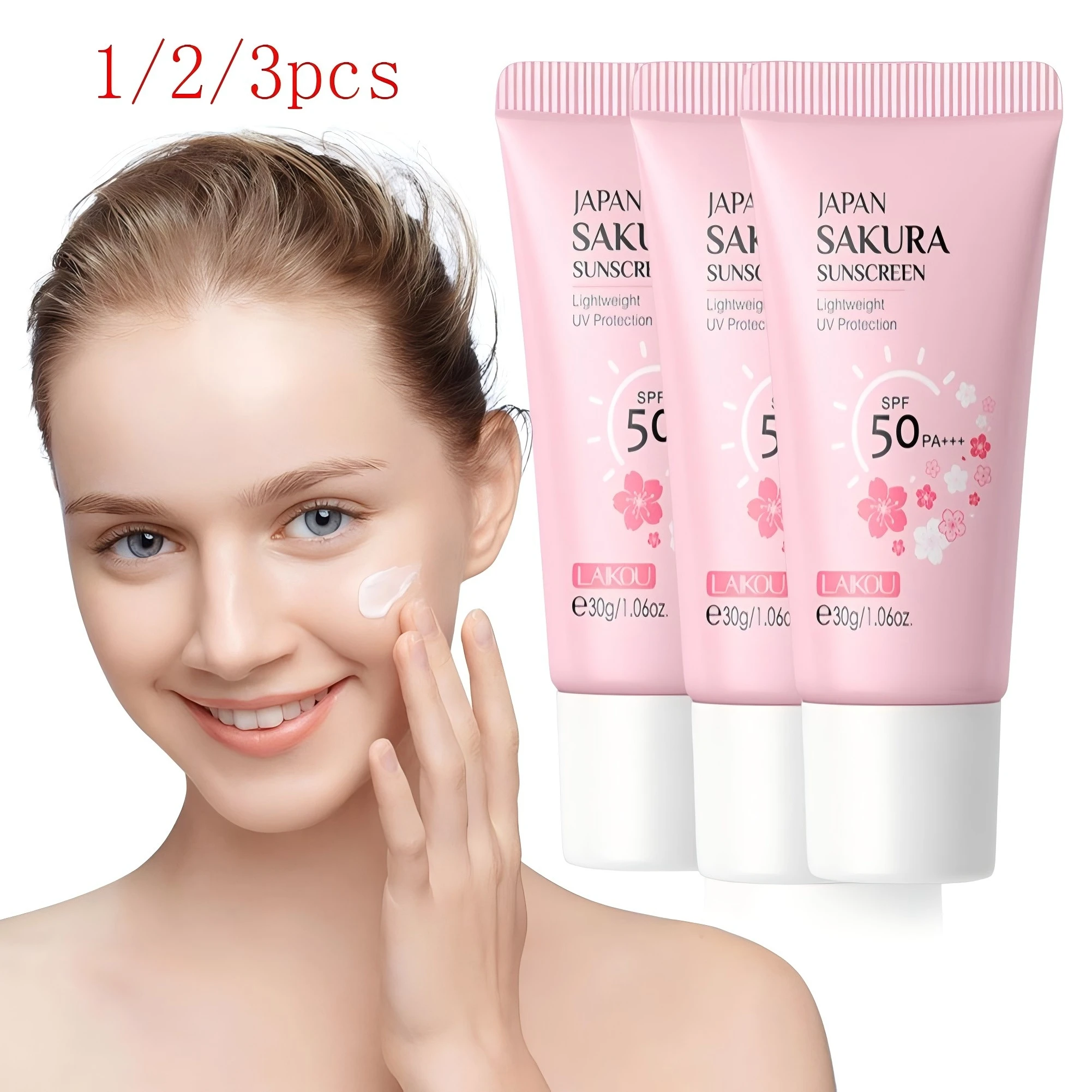 Cherry Blossom Moisturizing Sunscreen Cream SPF Protection with Hydrating Formula for Soft Glowing Skin 1/2/3pcs