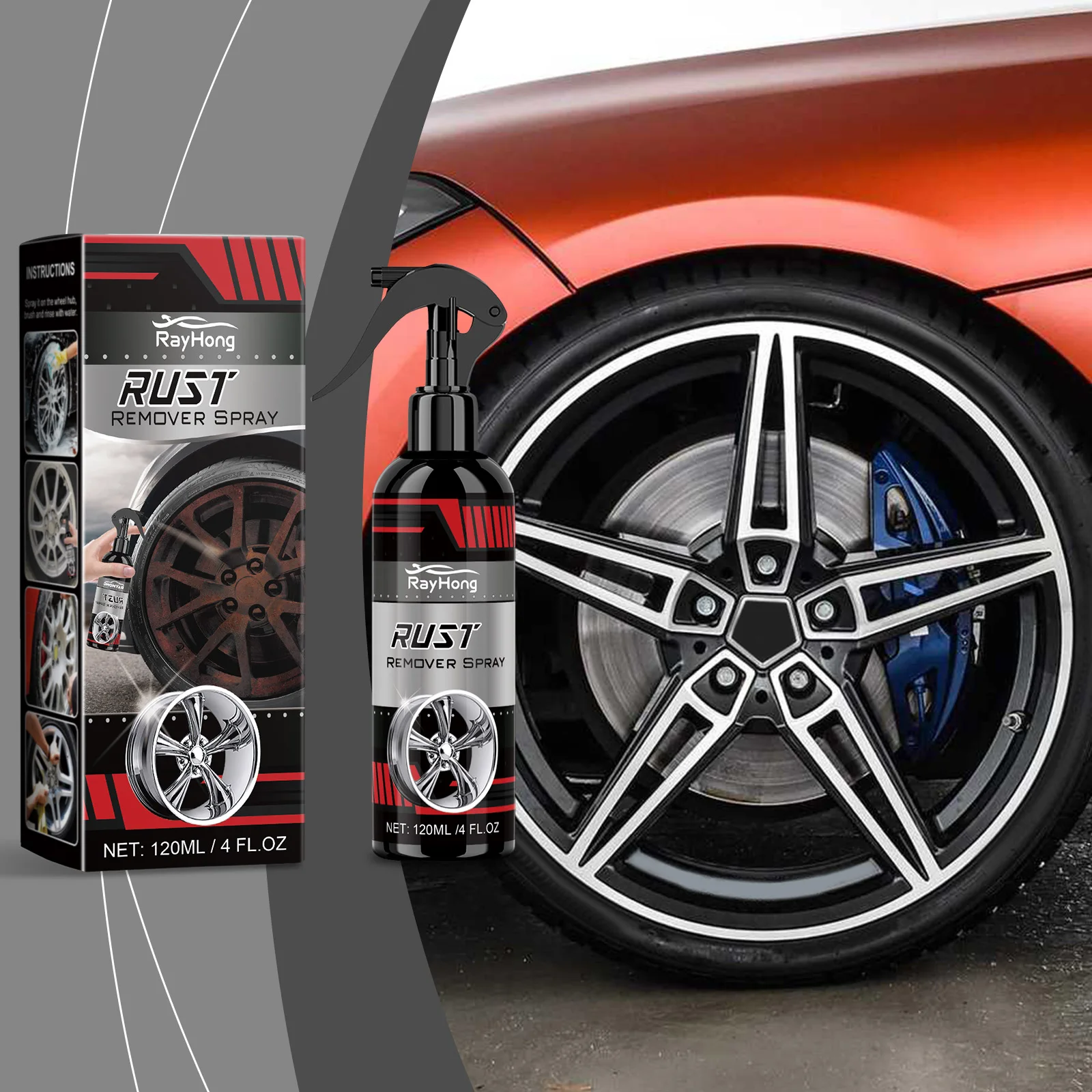 Wheel Rust Removal Cleaning Spray Powerful Decontamination Polishing Maintenance Wheel Hub Automobile Cleaning Agent