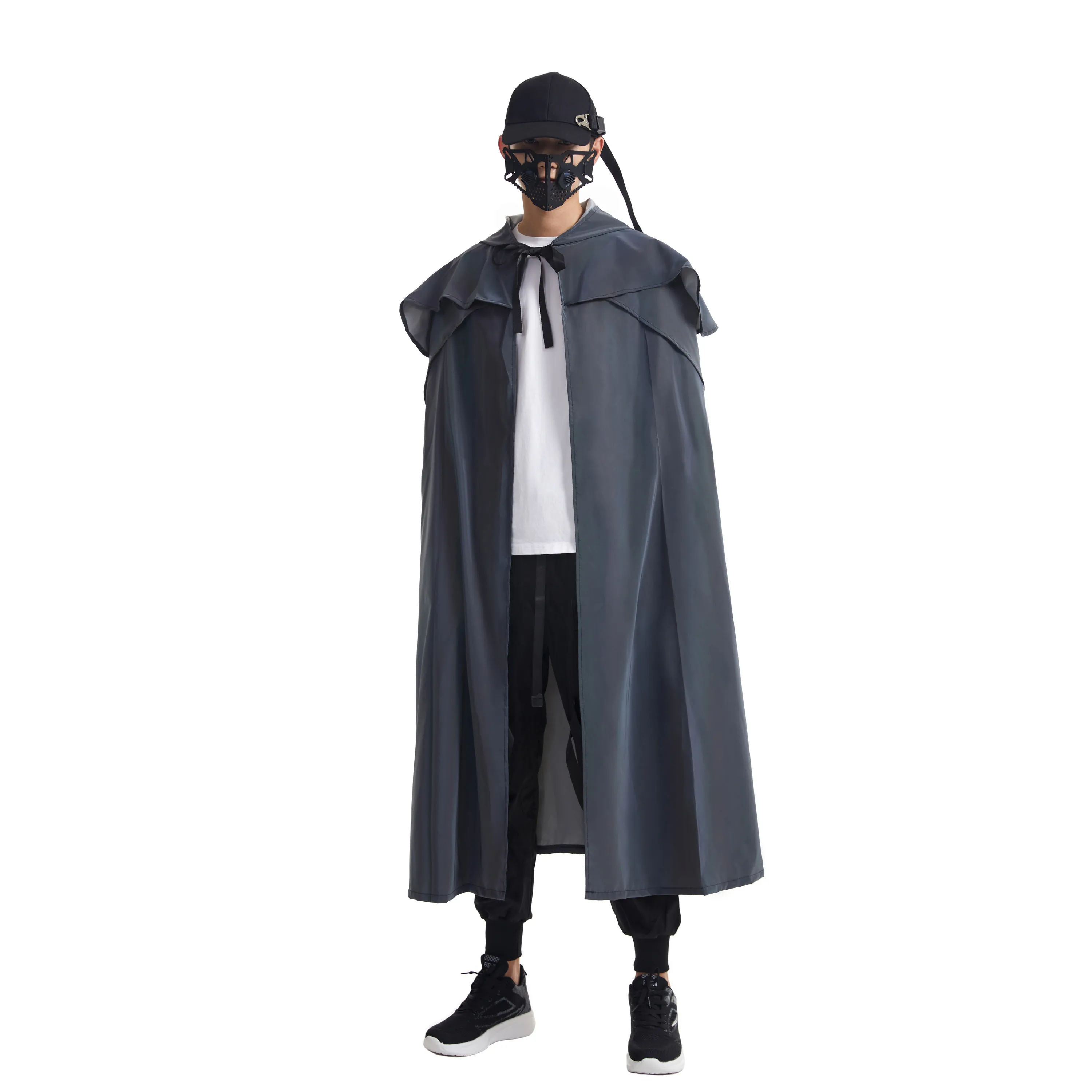 New Design Halloween Party Reflective Rainbow Hooded Cape Long Goth Coat Outfit
