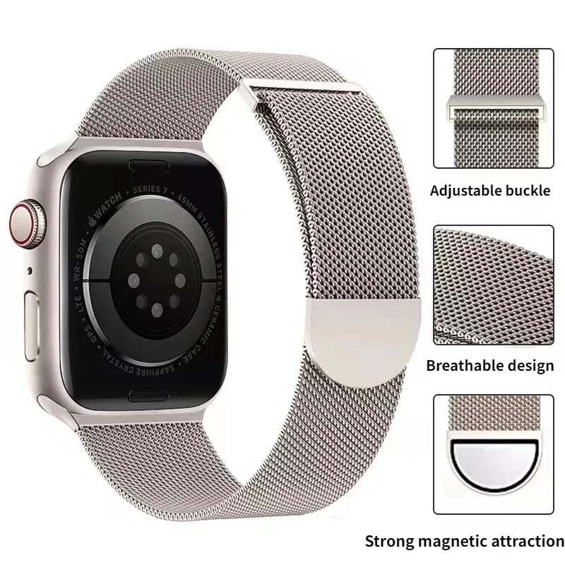 Milanese pasek do Apple watch 9 8 7 41mm 45mm Ultra/2 49mm damski metalowy oddychający pasek do zegarka iWatch 6543SE 44mm 40mm 42mm