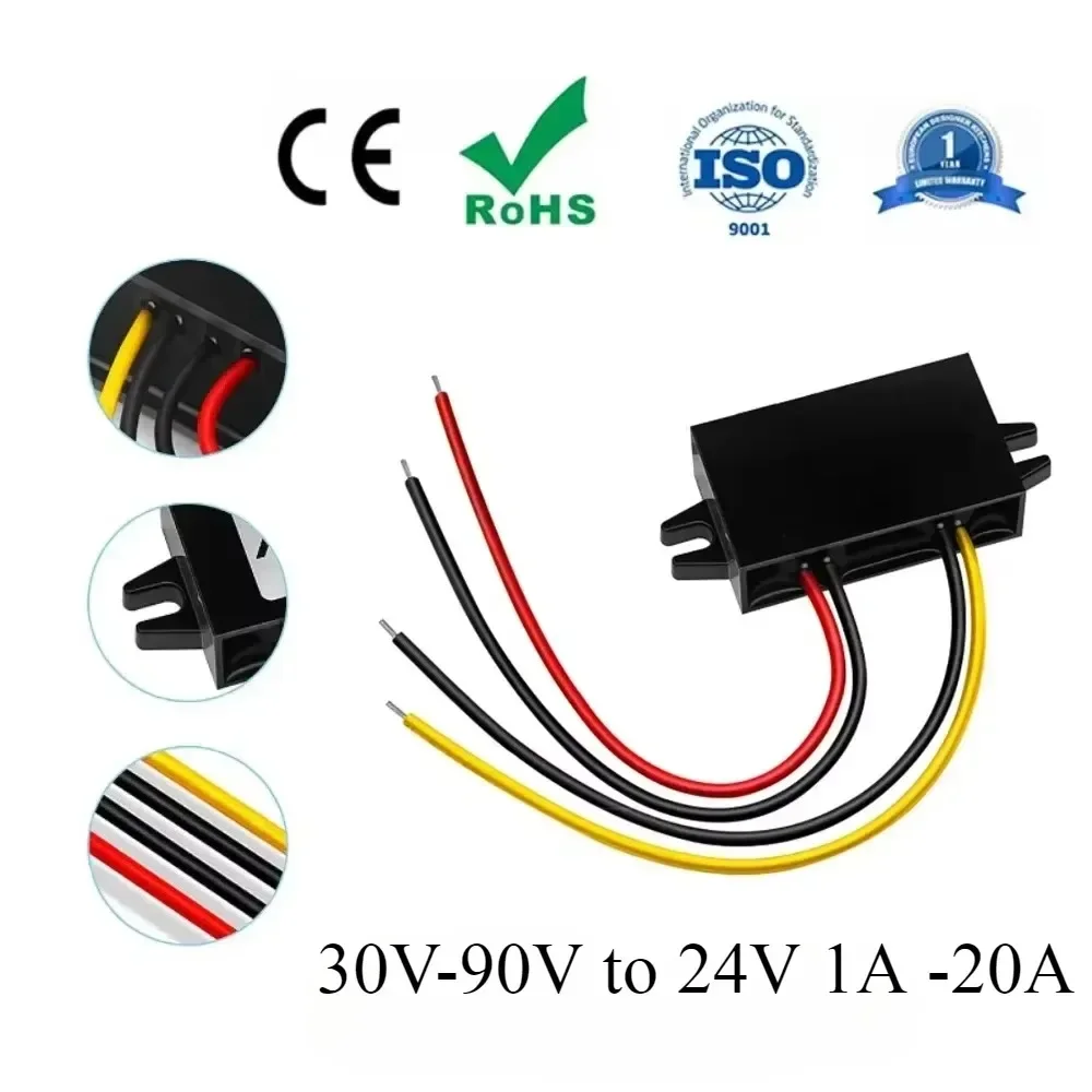 72V에서 24V로 변환하는 30V-90V 24V 48V 72V-24V 1A-20A 스텝다운 벅 전압 조정기 DC-DC 컨버터 레듀서 벅 전원 모듈