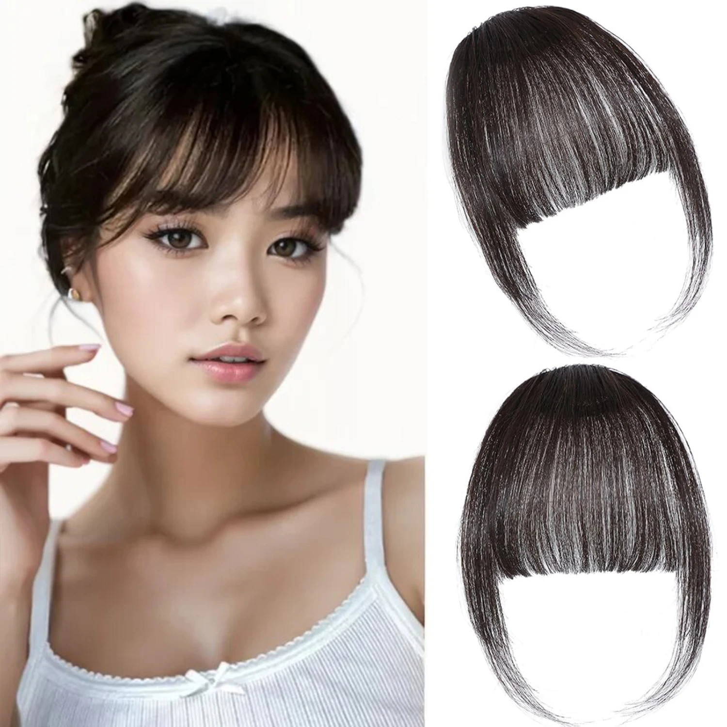 Synthetic Clip in Wispy Bangs